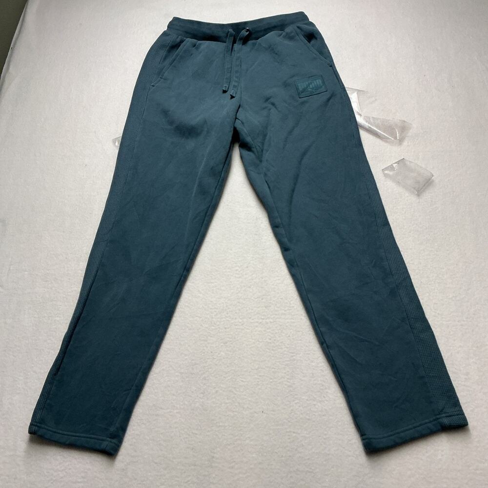 Puma Sweatpants Mens Size S Teal Green Waffle Side Stripe Joggers,4262